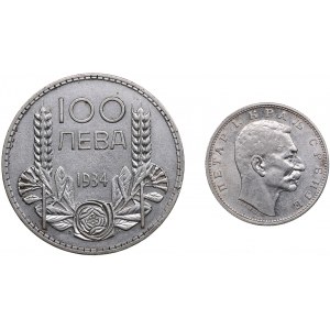 Bulgaria 100 Leva 1934 & Serbia 1 Dinar 1912 (2)