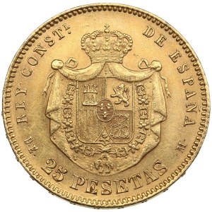 Spain 25 Pesetas 1877 - Alfonso XII (1874-1885)