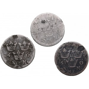 Small group of coins: Sweden 5 Öre (3)