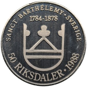 Sweden, Saint Barthelemy 50 Francs / 50 Riksdaler 1988