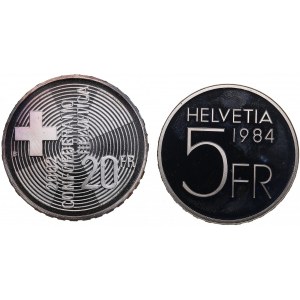 Switzerland 5 Francs 1984 & 20 Francs 2002 (2)