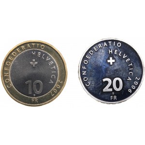 Switzerland 20 Francs 2006 & 10 Francs 2007 (2)