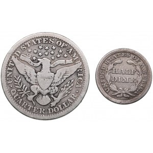 USA 1/4 Dollars 1916 & 1/2 Dime 1854 (2)