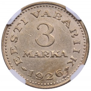 Estonia 3 Marka 1926 - NGC MS 62