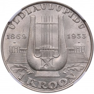 Estonia 1 Kroon 1933 - 10th Singing Festival - NGC MS 64