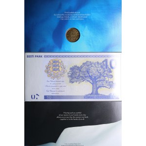 Estonia 1 Kroon & commemorative banknote 10 Krooni 2008 - 90 years of Republic of Estonia
