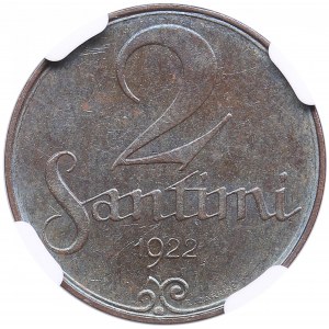 Latvia 2 Santimi 1922 - NGC MS 62 BN