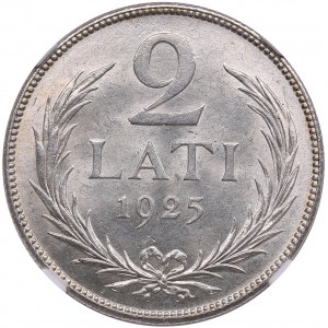 Latvia 2 Lati 1925 - NGC MS 65