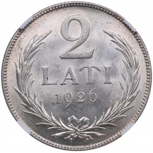 Latvia 2 Lati 1926 - NGC MS 64