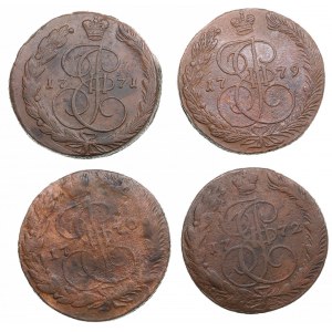 Small collection of Russia 5 Kopecks 1770, 1771, 1772, 1779 (4)