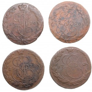 Small collection of Russia 5 Kopecks 1770, 1778, 1780 (4)