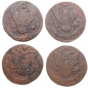 Small collection of Russia 5 Kopecks 1770, 1778, 1780 (4)