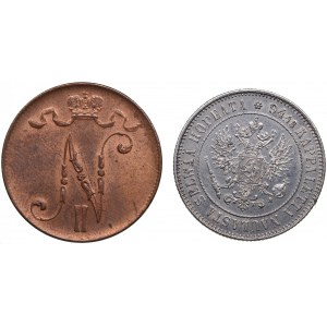 Finland, Russia 1 Markka 1915 & 5 Penniä 1916 (2)