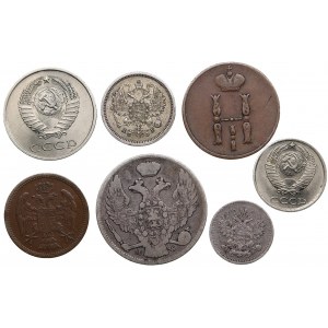 Small collection of coins: Russia, USSR, Poland, Serbia (7)