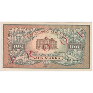 Estonia 100 Marka 1923 - Uniface - Face Specimen