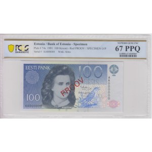 Estonia 100 Krooni 1991 - Specimen - PCGS 67 PPQ SUPERB GEM UNC