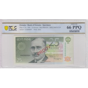 Estonia 25 Krooni 1991 - Specimen - PCGS 66 PPQ GEM UNC