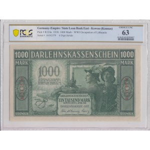 Germany, Lithuania, Kowno (Kaunas) 1000 Mark 1918 - PCGS 63 CHOICE UNC