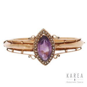 Armband mit Amethyst und Perlen, Russland, 19. Jahrhundert.