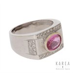 Ring mit rosa Saphir und Diamanten, Frankreich, 2. Hälfte 20. Jahrhundert.