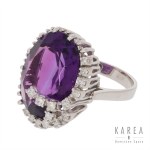 Ring with amethyst and diamonds, contemporary