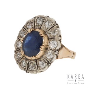 Crimson ring with sapphire and diamonds, 20th century.