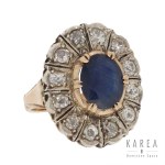 Crimson ring with sapphire and diamonds, 20th century.