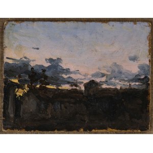 PIETRO FRAGIACOMO (Trieste, 1856 - Venice, 1922), Landscape with sunset