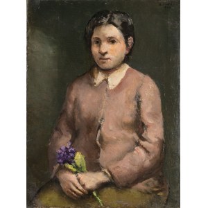 ALBERTO ZIVERI (Rome, 1908 - 1990), Girl with bunch of violets, 1943