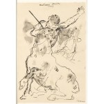 FELICE CARENA (Cumiana, 1879 - Venice, 1966), Lot composed by two drawings: Cristo, 1958 (A) and Centauro ferito, 1963 (B)