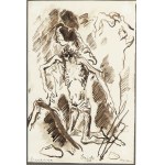 FELICE CARENA (Cumiana, 1879 - Venice, 1966), Lot composed by two drawings: Cristo, 1958 (A) and Centauro ferito, 1963 (B)
