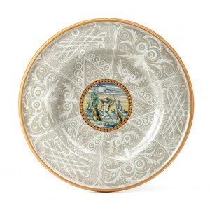 MOLARONI - PESARO, Plate with putto