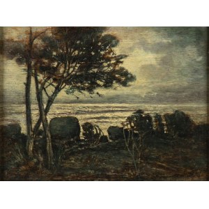 GINO ROMITI (Livorno, 1881 - 1967), Twilight landscape on the sea