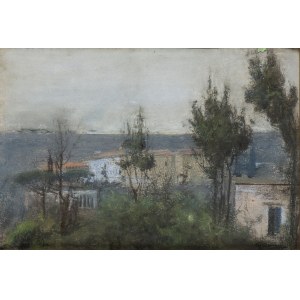 GIUSEPPE CASCIARO (Ortelle, 1863 - Naples, 1941), Landscape with view on the sea