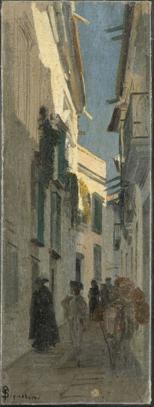 TELEMACO SIGNORINI (Florence, 1835 - 1901), Village alley
