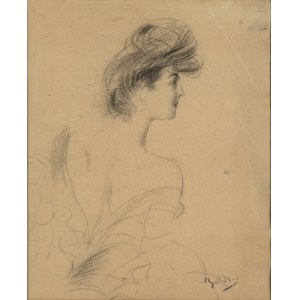 GIOVANNI BOLDINI (Ferrara, 1842 - Paris, 1931), Portrait of a young lady with hat