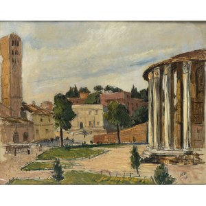 LUIGI SURDI (Naples, 1897 - Rome, 1959), View of Ercole Vincitore temple in Rome, 1940