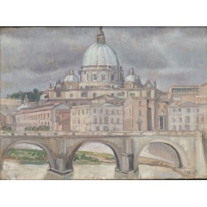 CARLO SOCRATE (Mezzana Bigli, 1889 - Rome, 1967), View of River Tiber, 30's ca.