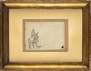 GIORGIO DE CHIRICO (Volo, 1888 - Rome, 1978), Study of figure on horseback, late 40's