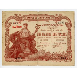 French Indochina 1 Piastre 1901 (1909-1921)