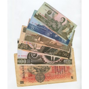 Korea Lot of 6 Banknotes 1947 - 1998