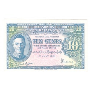 Malaya 10 Cents 1941