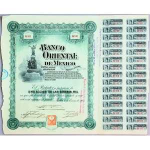 Mexico Banco Oriental de Mexico Puebla $100 share 1905