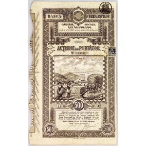 Romania Banca Cerealistilor SA Bucharest Share for 500 Lei 1919