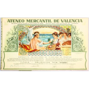 Spain Ateneo Mercantil de Valencia 6.75% Bond for 1000 pesetas Valencia 1957