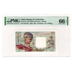 Tahiti 20 Francs 1963 (ND) PMG 66 EPQ