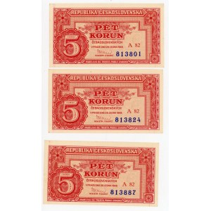 Czechoslovakia 3 x 5 Korun 1949