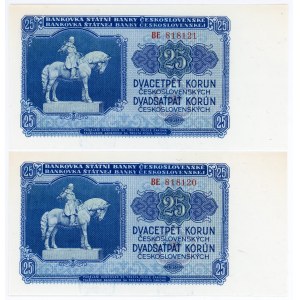 Czechoslovakia 2 x 25 Korun 1953 Consecutive Numbers