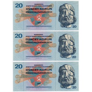 Czechoslovakia 3 x 20 Korun 1970 Close Numbers