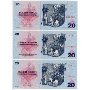 Czechoslovakia 3 x 20 Korun 1970 Close Numbers